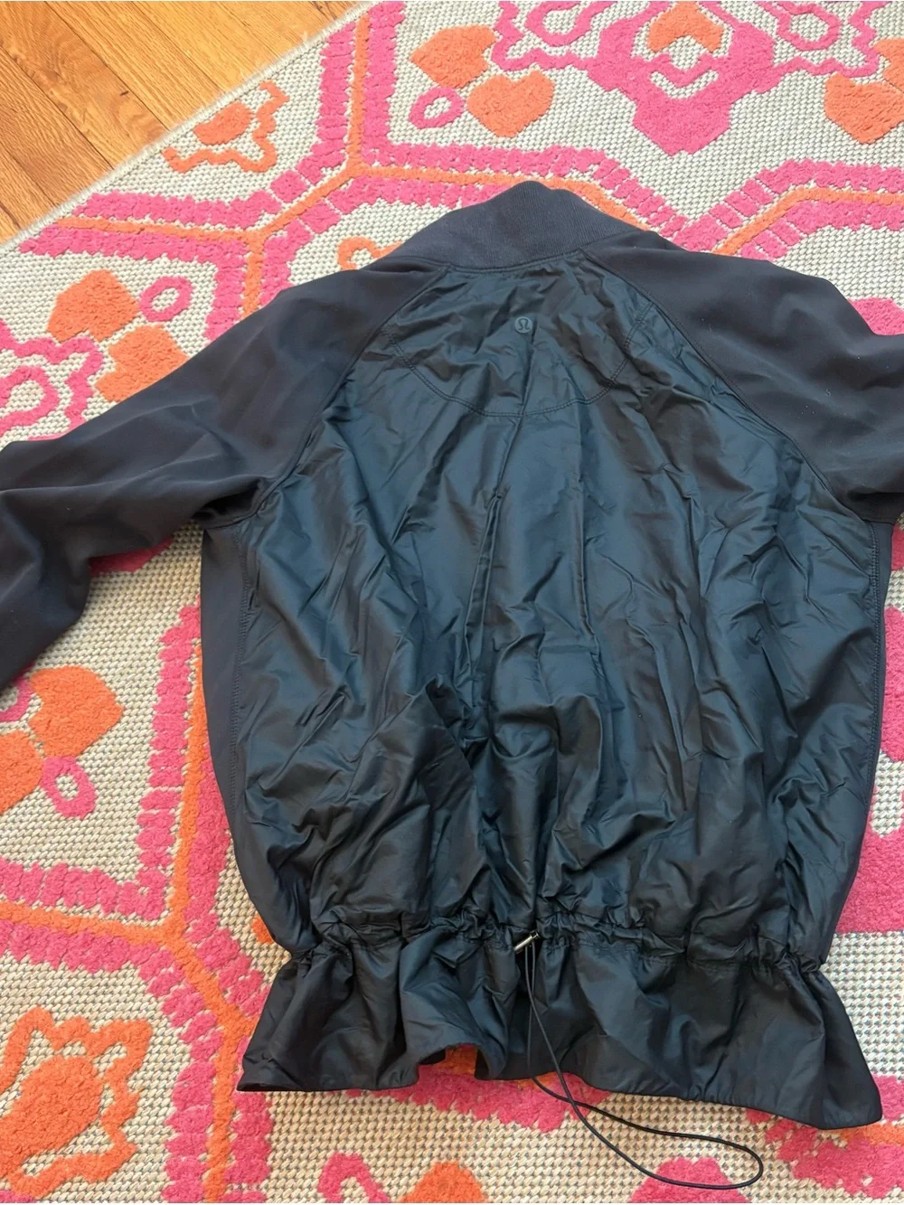 lululemon athletica Black Ruffle-Hem Bomber Jacket